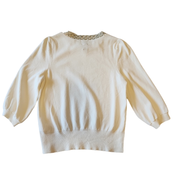 Creamy Beaded Neck Sweater Small - Picture 3 of 16